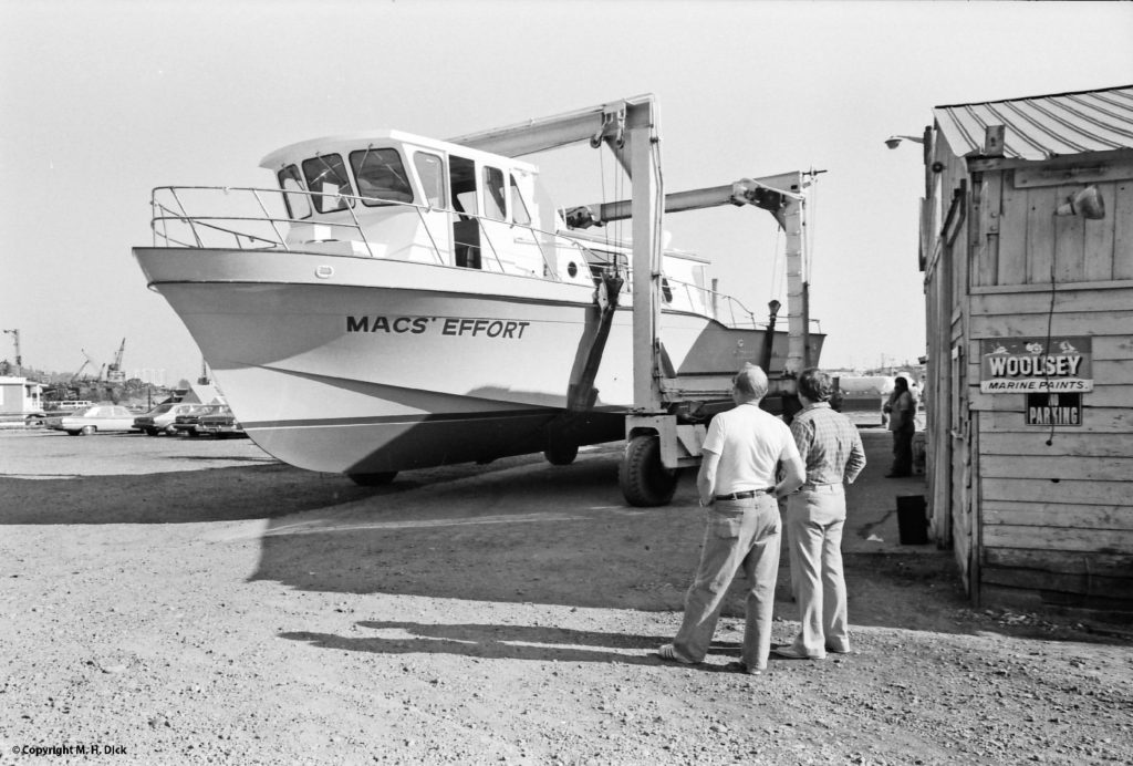 charter fishing boat in mobile cradle